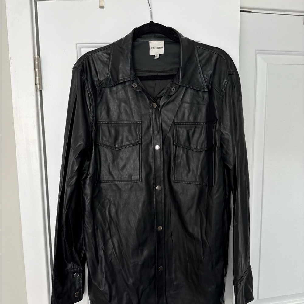 Grey Bandit Black Faux Leather Shacket